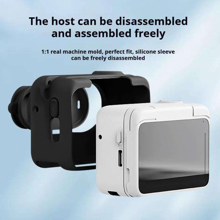 For Insta360 GO 3S Camera Charging Case Silicone Case with Lens Cap & Strap (Black)