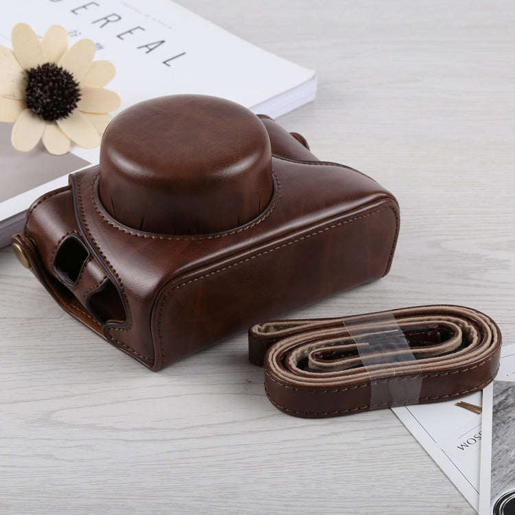 Full Body Camera PU Leather Case Bag with Strap for Fujifilm X100F (Coffee)