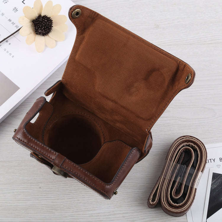 Full Body Camera PU Leather Case Bag with Strap for Fujifilm X100F (Coffee)