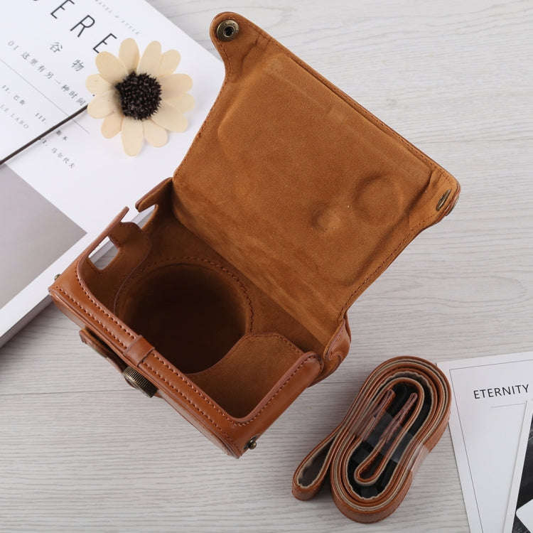 Full Body Camera PU Leather Case Bag with Strap for Fujifilm X100F (Brown)
