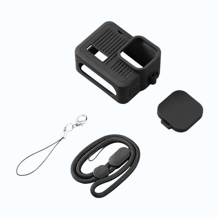 For GoPro HERO 2024 Silicone Protective Case with Wrist Strap & Lens Cover (Black)