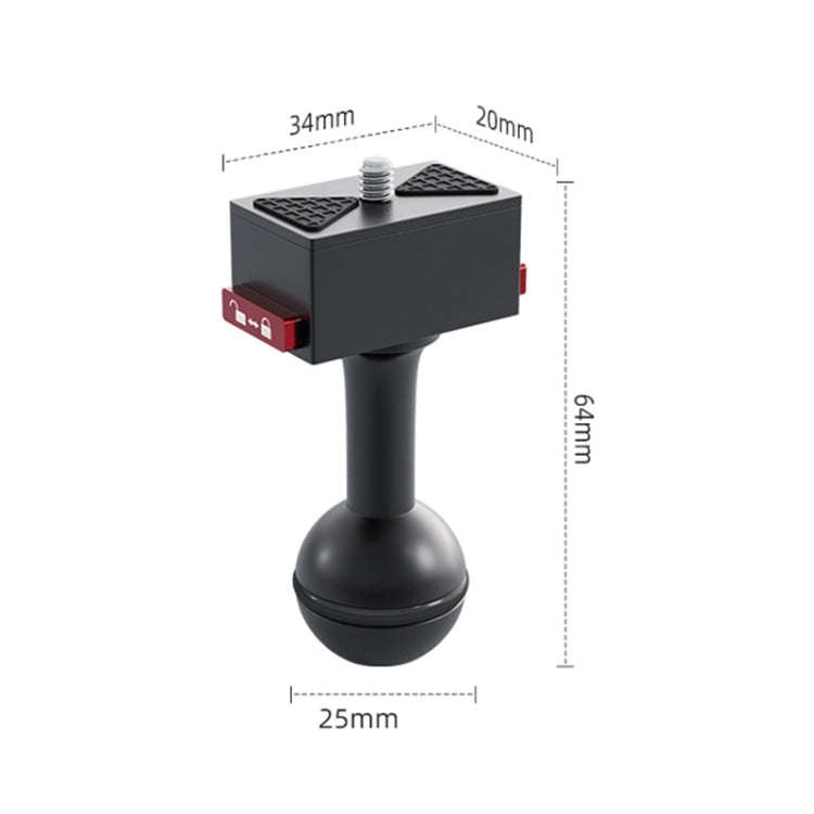 25mm Headball Metal Quick Release Base Adapter for GoPro, Insta360, DJI and Other Action Cameras ...