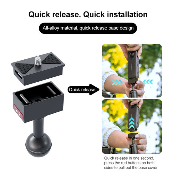Metal Quick Release Base Adapter for GoPro, Insta360, DJI and Other Action Cameras (Black)