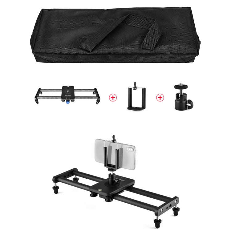 YELANGU L140T-A 40cm Carbon Fiber Slide Rail Track with Phone Clamp & BallHead Adapter for Smartp...