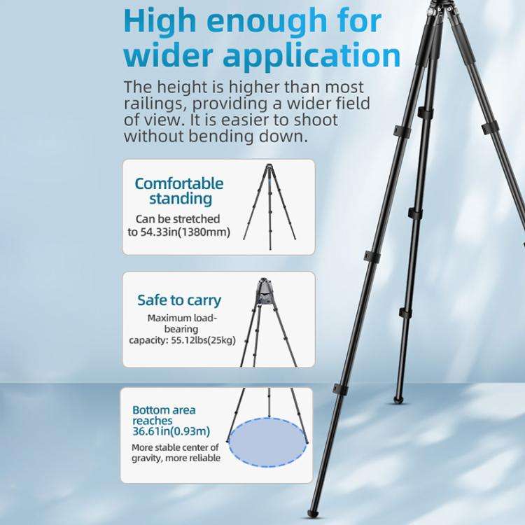 BEXIN RK264 Portable Collapsible Aluminum Alloy Camera Tripod (Black)