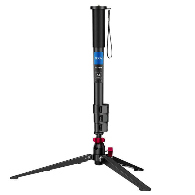 BEXIN P294B Portable Travel Outdoor DSLR Camera Aluminum Alloy Monopod Holder (Black)