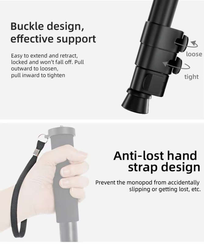 BEXIN P294B Portable Travel Outdoor DSLR Camera Aluminum Alloy Monopod Holder (Black)