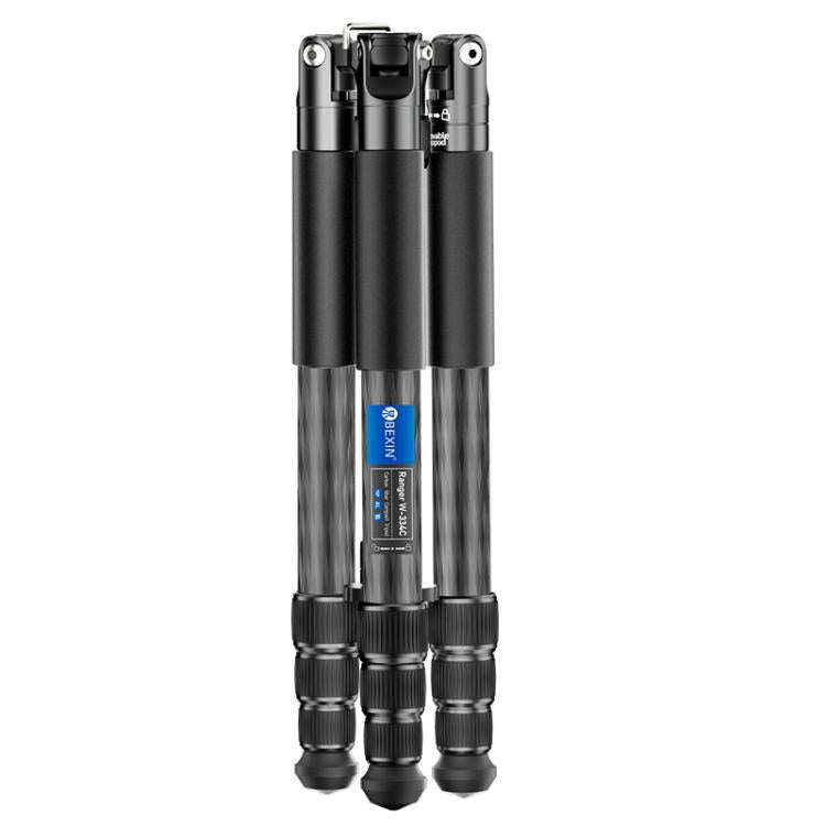 BEXIN W-334C Portable DSLR Camera 2 in 1 Carbon Fiber Tripod Detachable Monopod (Black)