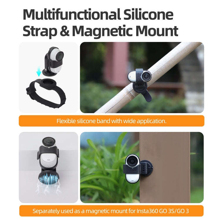 For Insta360 GO 3S / GO 3 Sunnylife Camera Strap Magnetic Mount Drone Mount Silicone Wristband Ba...