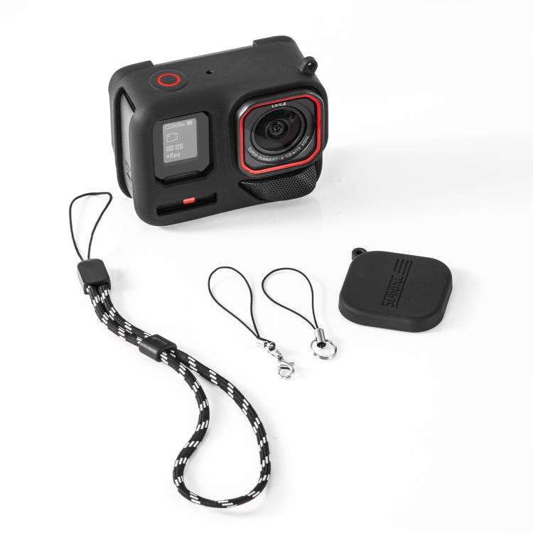 For Insta360 Ace Pro 2 STARTRC Body Silicone Case with Lens Cap & Lanyard (Black)