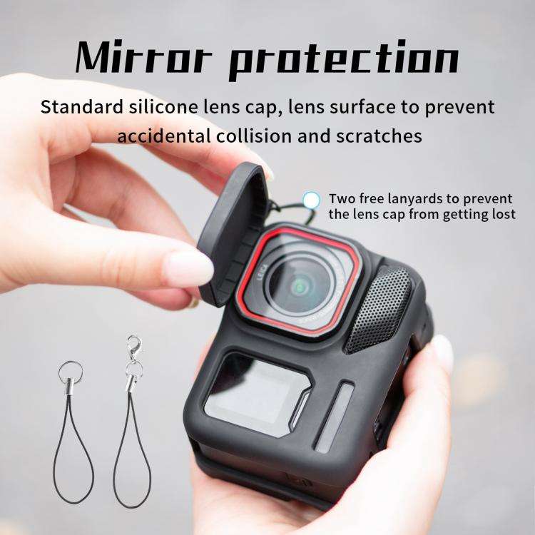 For Insta360 Ace Pro 2 STARTRC Body Silicone Case with Lens Cap & Lanyard (Black)