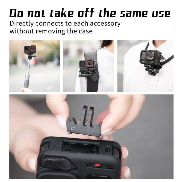 For Insta360 Ace Pro 2 STARTRC Body Silicone Case with Lens Cap & Lanyard (Black)