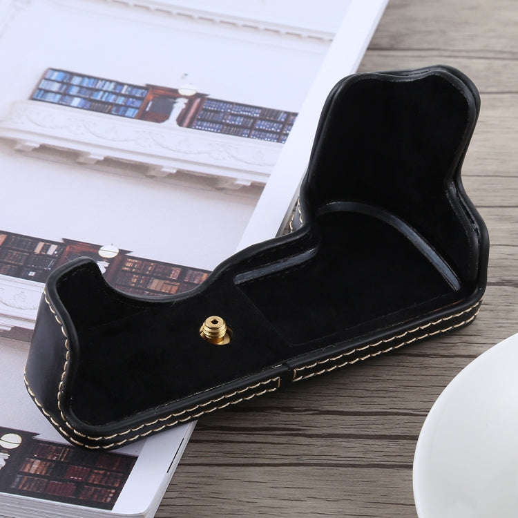 1/4 inch Thread PU Leather Camera Half Case Base for Canon EOS M5(Black)