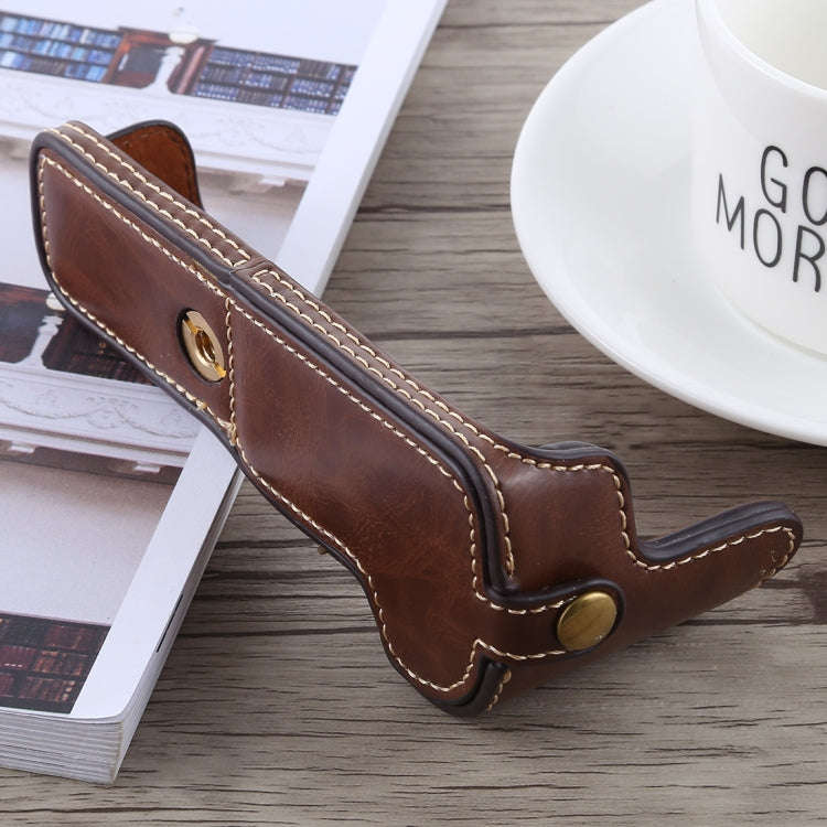 1/4 inch Thread PU Leather Camera Half Case Base for Canon EOS M5(Coffee)