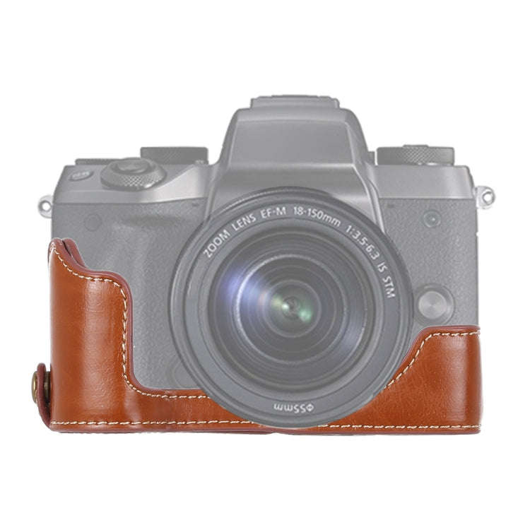 1/4 inch Thread PU Leather Camera Half Case Base for Canon EOS M5(Brown)