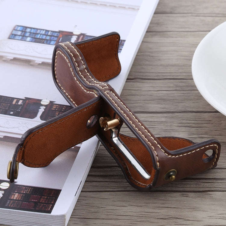 1/4 inch Thread PU Leather Camera Half Case Base for Canon G7 X Mark II (Coffee)