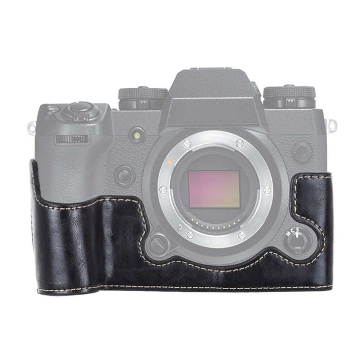 1/4 inch Thread PU Leather Camera Half Case Base for FUJIFILM X-H1 (Black)