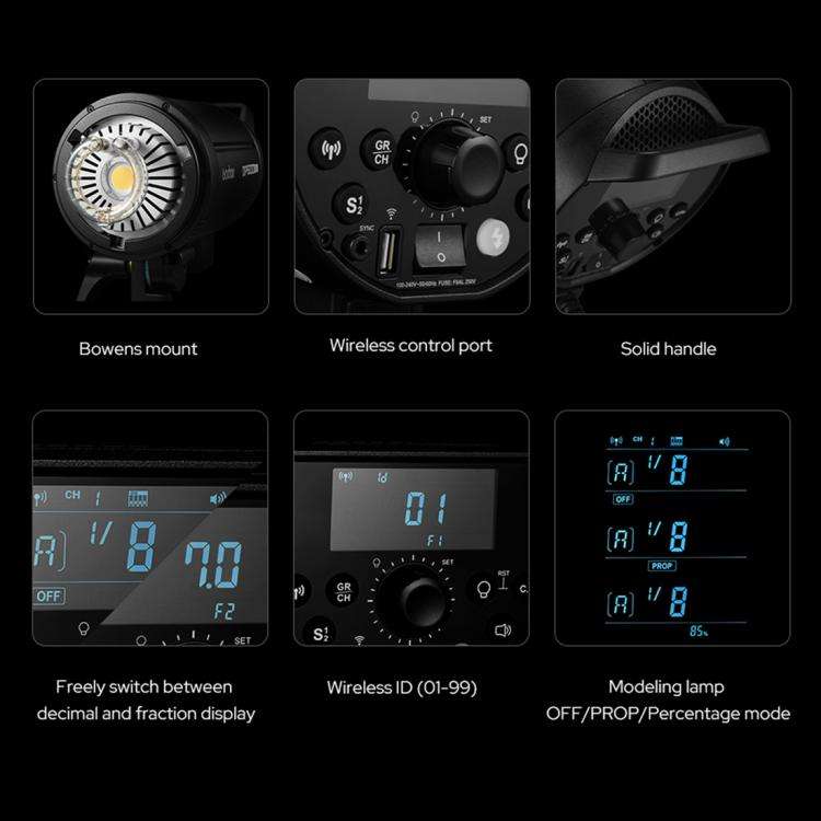Godox DP1000III-V Studio Flash Photo Light 1000Ws 2.4G Wireless X System Bowens Mount Light (UK P...
