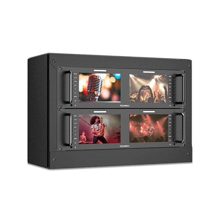 FEELWORLD D71 PLUS Dual 7 inch 3RU Rackmount Monitor 4K HDMI SDI 1920 x 1200 IPS Monitor (UK Plug)
