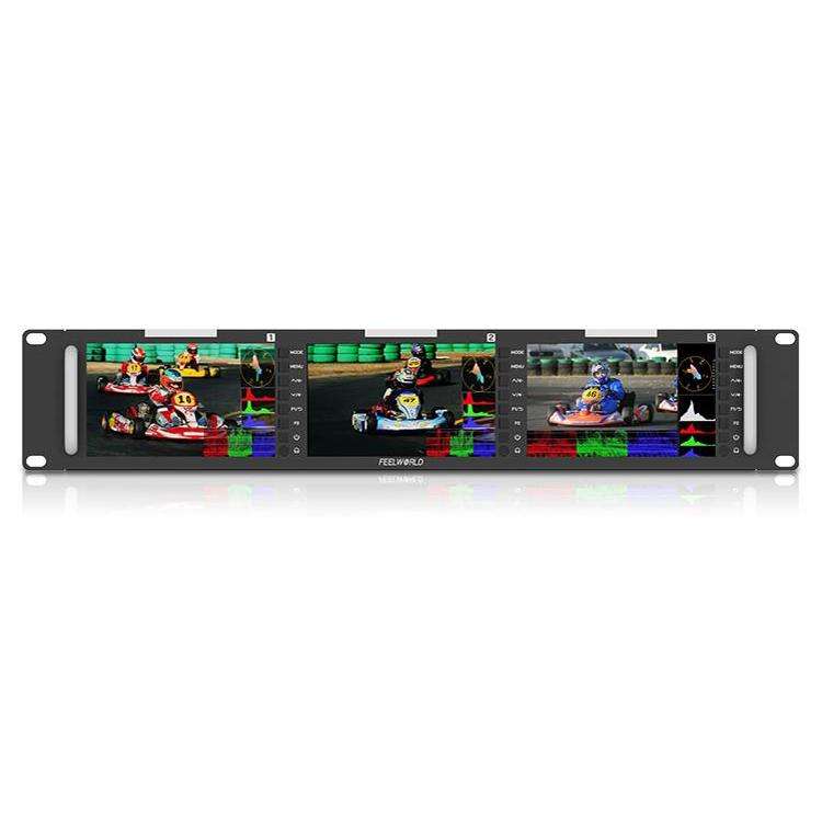 FEELWORLD T51 PLUS Triple 5.5 inch 2RU Rackmount Monitor Full HD 3G-SDI 4KHDMI AV Monitor (US Plug)