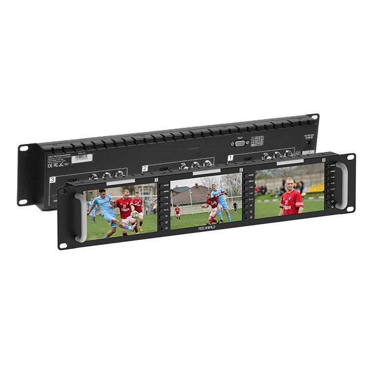 FEELWORLD T51 PLUS Triple 5.5 inch 2RU Rackmount Monitor Full HD 3G-SDI 4KHDMI AV Monitor (EU Plug)