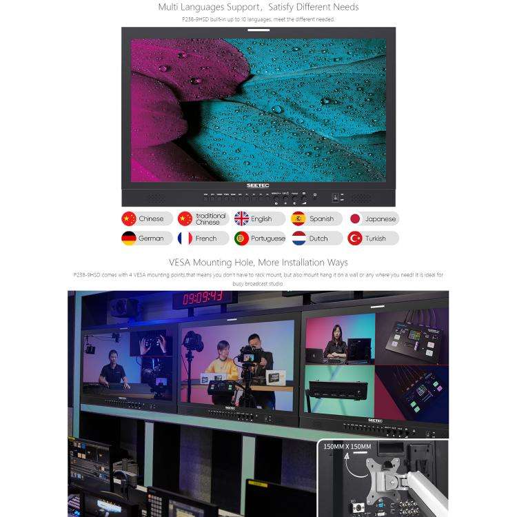SEETEC P238-9HSD 23.8 inch 3G-SDI 4K HDMI Pro Broadcast LCD Monitor IPS Full HD 1920x1080 Monitor...