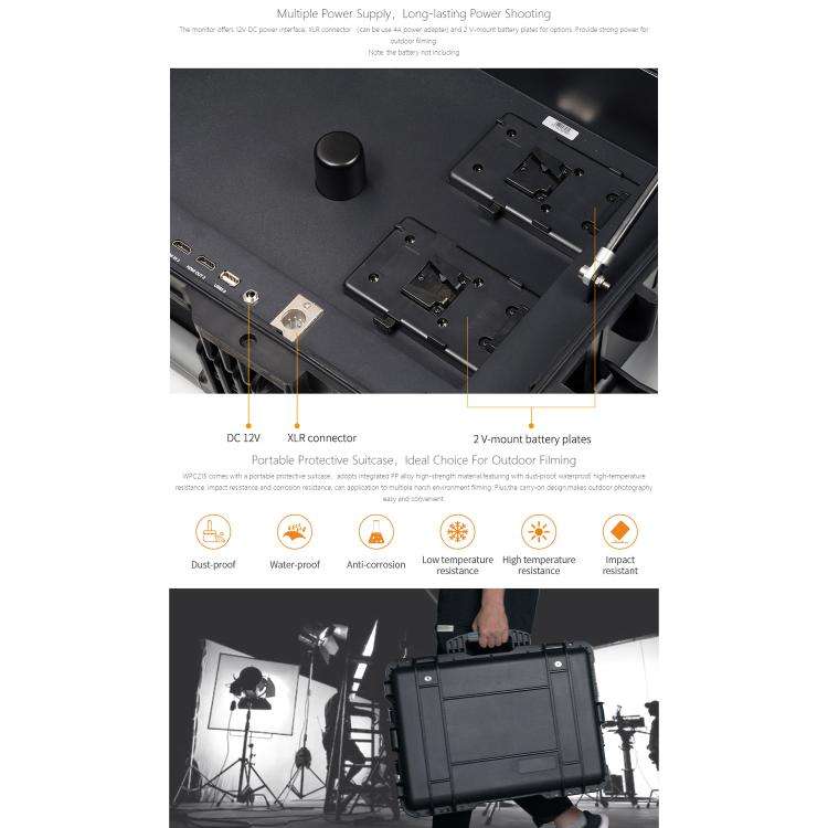 SEETEC WPC215 21.5 inch 1000nit High Bright Portable Carry-on Director Monitor Full HD 1920x1080 ...