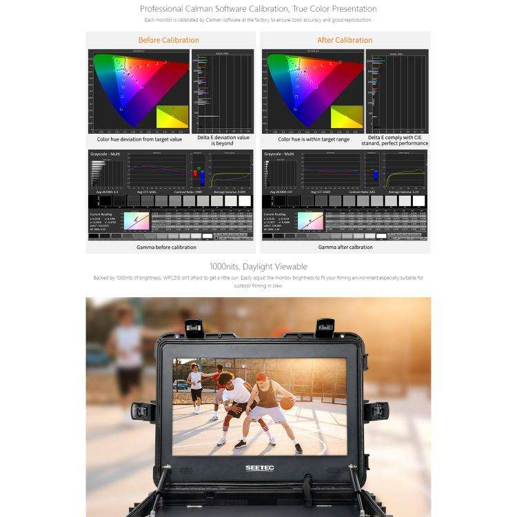 SEETEC WPC215 21.5 inch 1000nit High Bright Portable Carry-on Director Monitor Full HD 1920x1080 ...