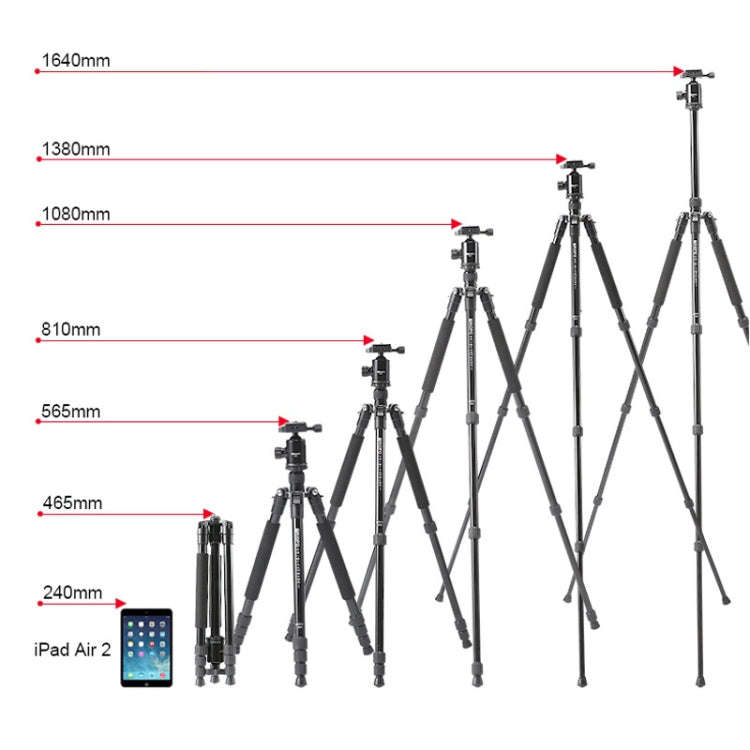 TRIOPO M2508 Multifunction Adjustable 4-Section Portable Aluminum Alloy Tripod Monopod with D-2A ...