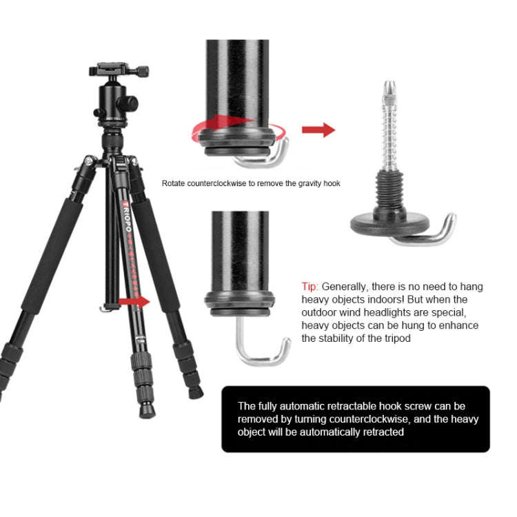 TRIOPO M2508 Multifunction Adjustable 4-Section Portable Aluminum Alloy Tripod Monopod with D-2A ...