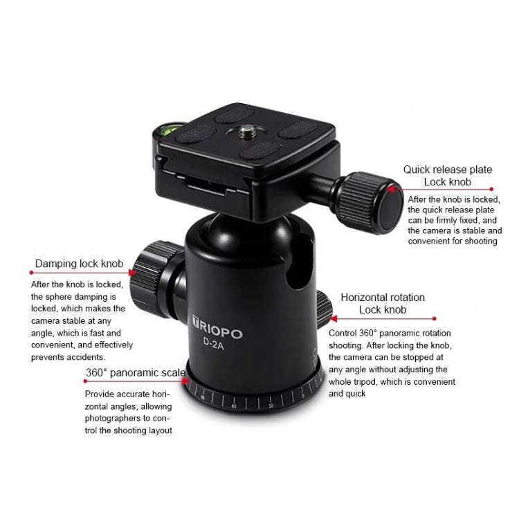 TRIOPO M2508 Multifunction Adjustable 4-Section Portable Aluminum Alloy Tripod Monopod with D-2A ...