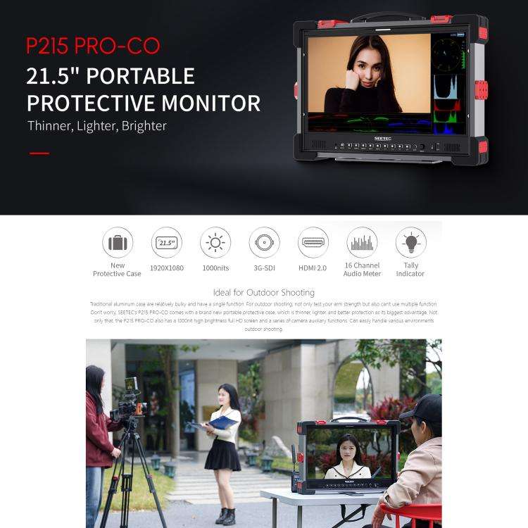 SEETEC P215 PRO-CO 21.5 inch 1000nit High Bright Portable Protective Broadcast Monitor Full HD 19...