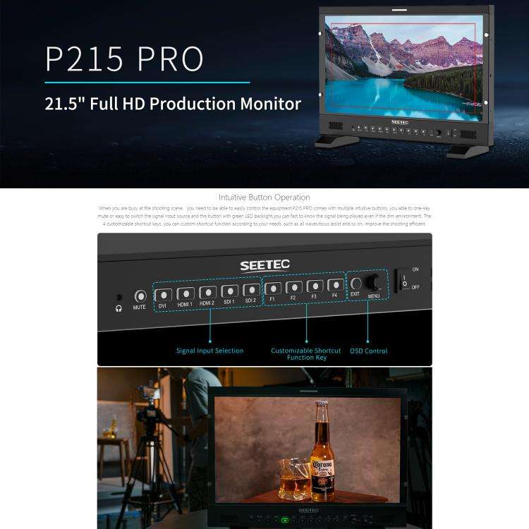 SEETEC P215 PRO 21.5 inch 1000nit High Bright Broadcast Monitor Full HD 1920x1080 Monitor(EU Plug)