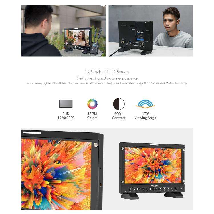 SEETEC P133 PRO 13.3 inch 1000nit High Bright Broadcast Monitor Full HD 1920x1080 Monitor (EU Plug)