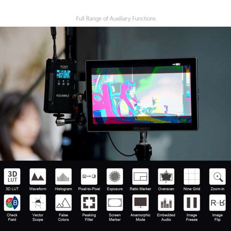FEELWORLD S10 10.1 inch 12G SDI HDMI2.0 Camera Field Monitor High Brightness 1200nit Touchscreen ...