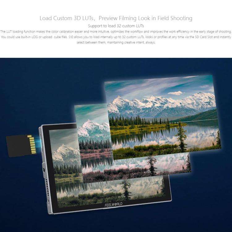 FEELWORLD S10 10.1 inch 12G SDI HDMI2.0 Camera Field Monitor High Brightness 1200nit Touchscreen ...