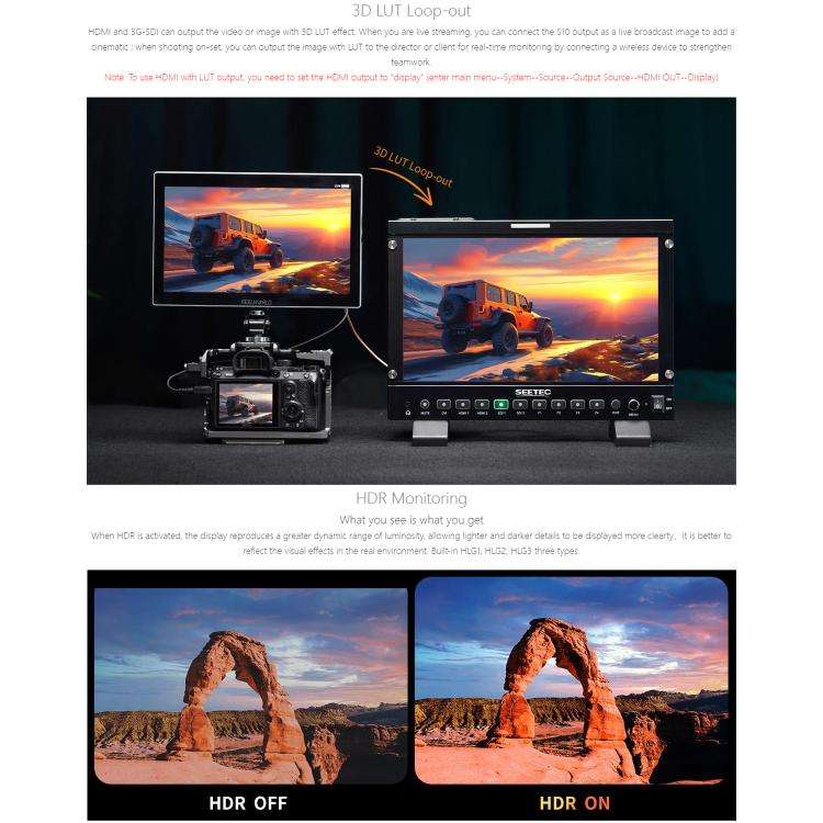 FEELWORLD S10 10.1 inch 12G SDI HDMI2.0 Camera Field Monitor High Brightness 1200nit Touchscreen ...