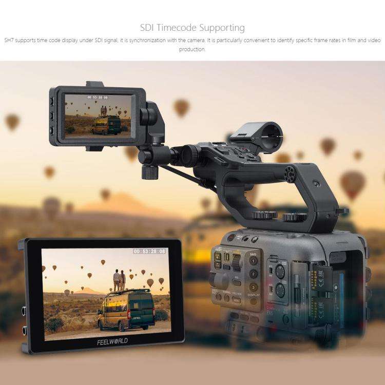 FEELWORLD SH7 7 inch Ultra Bright 2200nit On-camera Monitor SDI HDMI Cross Conversion Monitor (Bl...