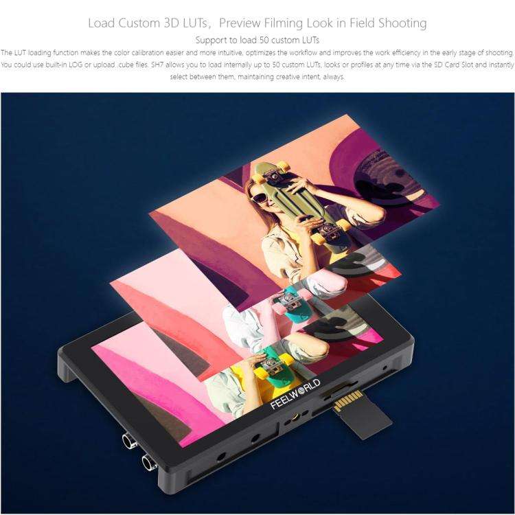 FEELWORLD SH7 7 inch Ultra Bright 2200nit On-camera Monitor SDI HDMI Cross Conversion Monitor (Bl...