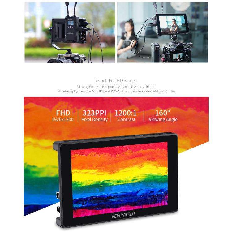 FEELWORLD SH7 7 inch Ultra Bright 2200nit On-camera Monitor SDI HDMI Cross Conversion Monitor (Bl...