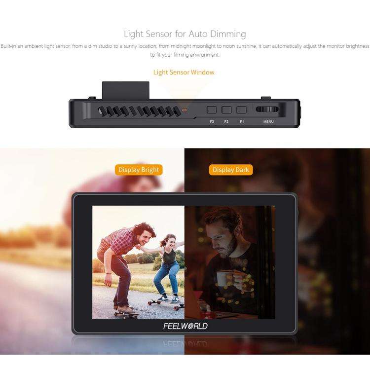 FEELWORLD SH7 7 inch Ultra Bright 2200nit On-camera Monitor SDI HDMI Cross Conversion Monitor (Bl...