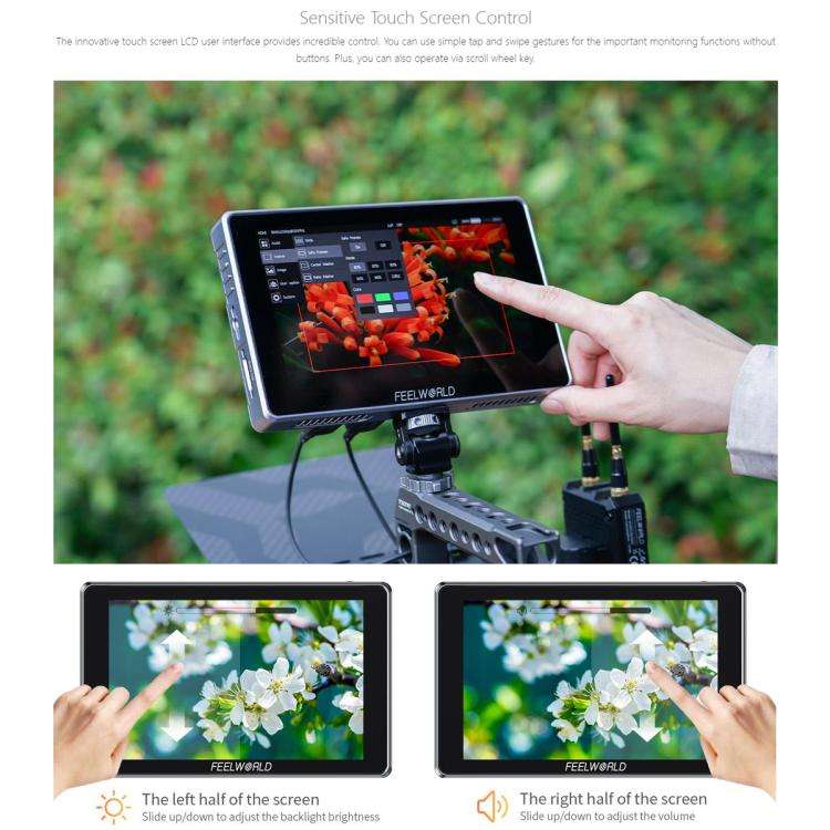 FEELWORLD S7 7 inch 12G SDI HDMI2.0 Camera Field Monitor High Brightness1600nit Touchscreen Monit...