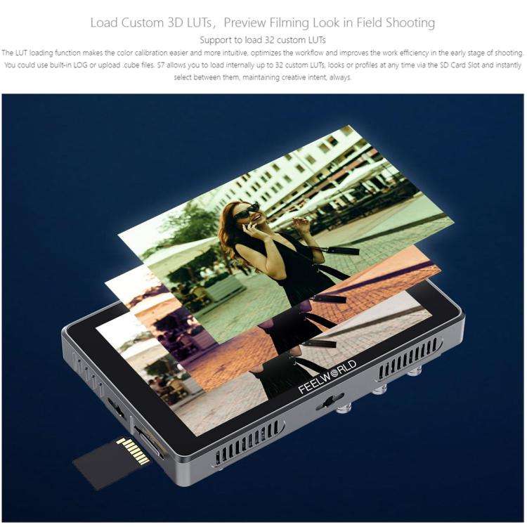 FEELWORLD S7 7 inch 12G SDI HDMI2.0 Camera Field Monitor High Brightness1600nit Touchscreen Monit...