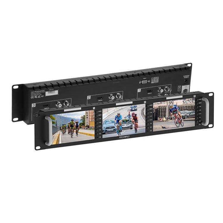 FEELWORLD T51 PLUS-H Triple 5.5 inch 2RU Rackmount Monitor Full HD 4K HDMI SDI AV Monitor (EU Plug)