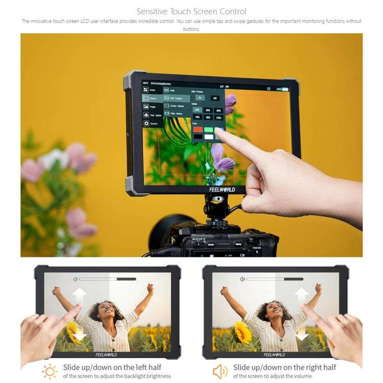 FEELWORLD T10 10.1 inch Aluminium DSLR Camera Field Monitor Touch Screen 4K HDMI Monitor (Black)