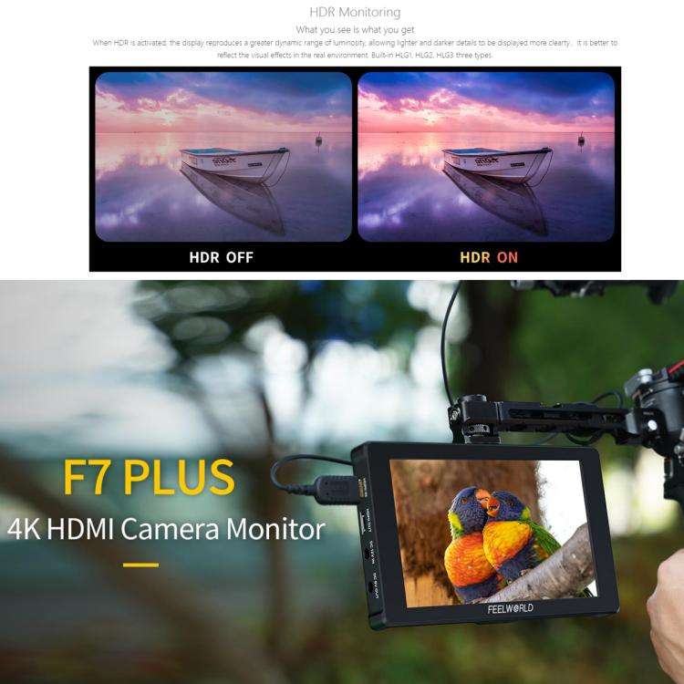 FEELWORLD F7 PLUS 7 inch DSLR Camera Field Monitor Touch Screen 4K HDMI High Brightness 1200nit M...