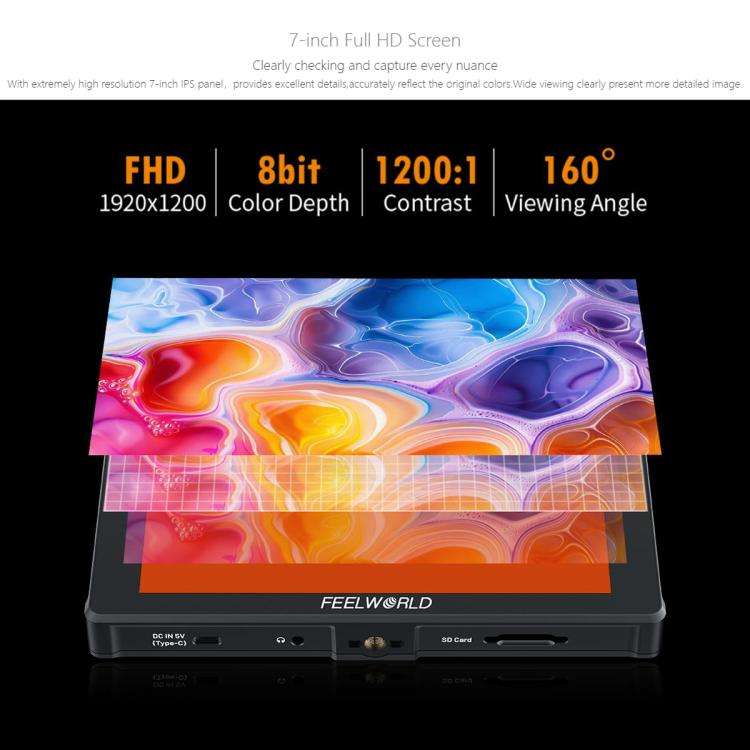 FEELWORLD F7 PLUS 7 inch DSLR Camera Field Monitor Touch Screen 4K HDMI High Brightness 1200nit M...