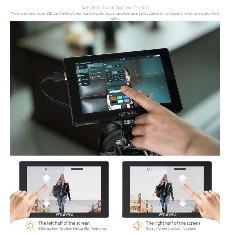 FEELWORLD F7 PLUS 7 inch DSLR Camera Field Monitor Touch Screen 4K HDMI High Brightness 1200nit M...