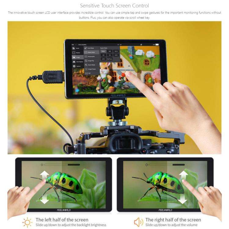 FEELWORLD P6XL 6.0 inch Aluminium Built-in Battery DSLR Camera Field Monitor Touch Screen 4K HDMI...