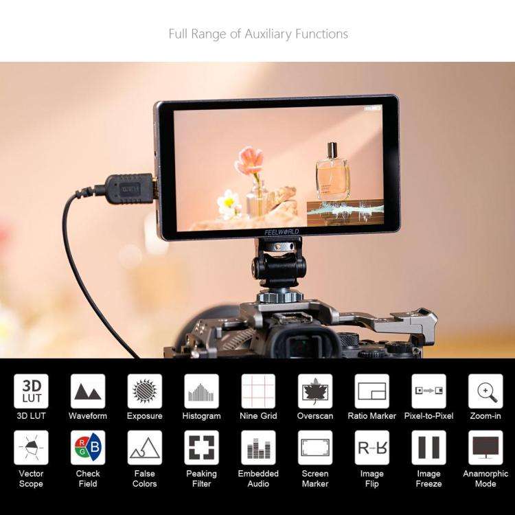 FEELWORLD P6XL 6.0 inch Aluminium Built-in Battery DSLR Camera Field Monitor Touch Screen 4K HDMI...